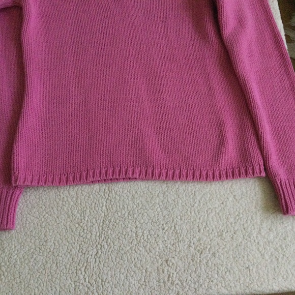 Vintage GAP Y2K Chunky V-Neck Sweater Bright Pink Long Sleeves - Sz Small - Picture 7 of 11